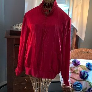 Red silk bomber jacket, size large